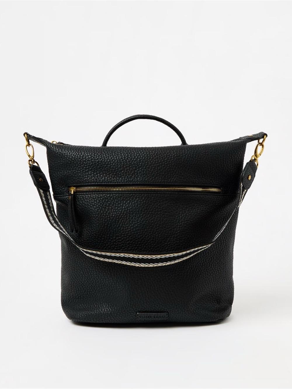 Oliver Bonas Ethel Black Monochrome Strap Backpack